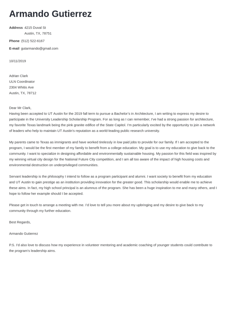 Scholarship Recommendation letter 
